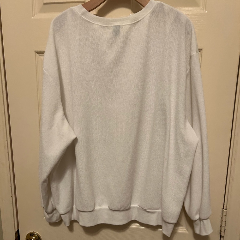 Shein Long Sleeve White Textured Sweatshirt